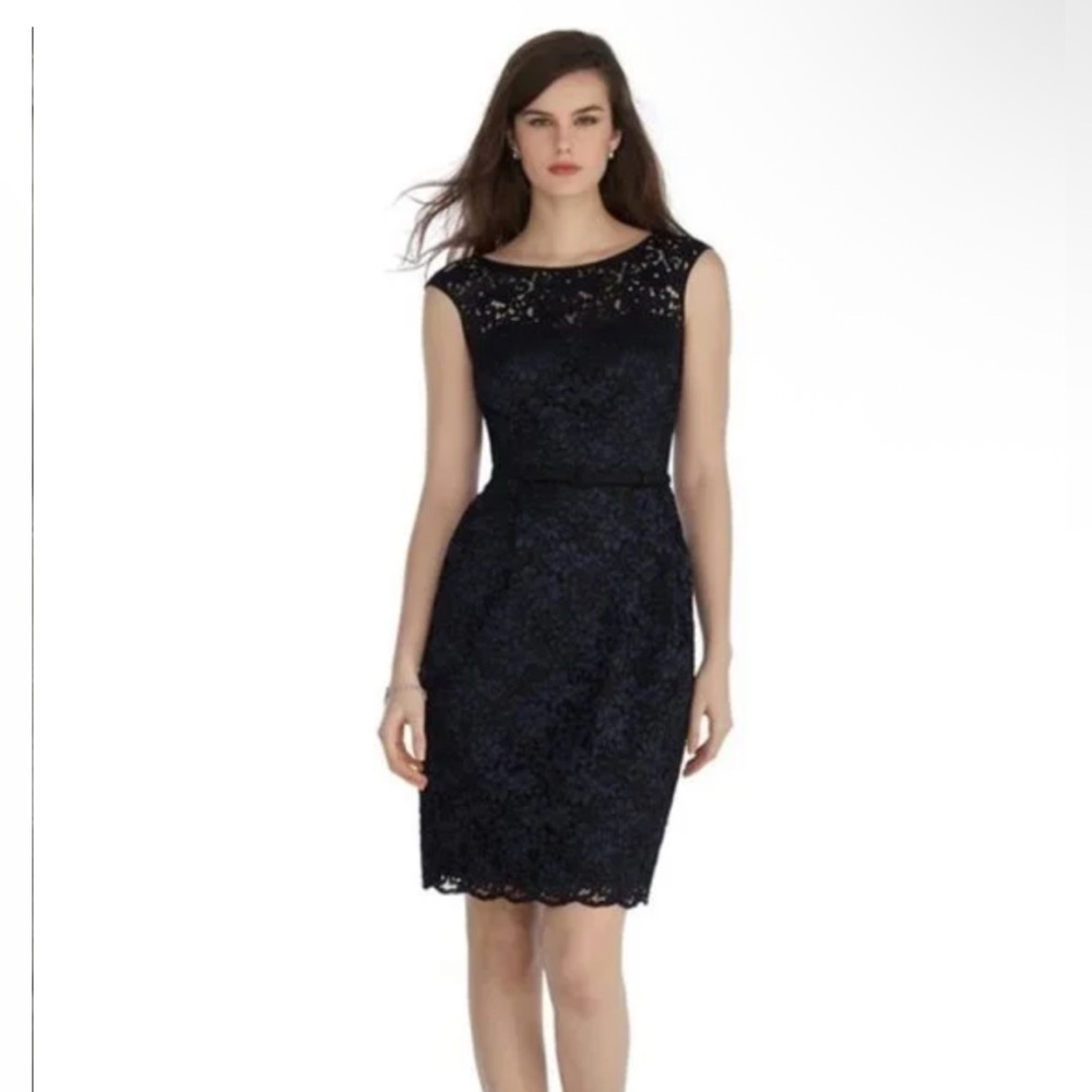 White House Black Market Navy Fit & Flare Lace Dress Size 14